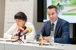 Landeshauptmann-Stellvertreterin Manuela Khom und Bildungslandesrat Stefan Hermann im Rahmen der Präsentation des Maßnahmenpaketes 